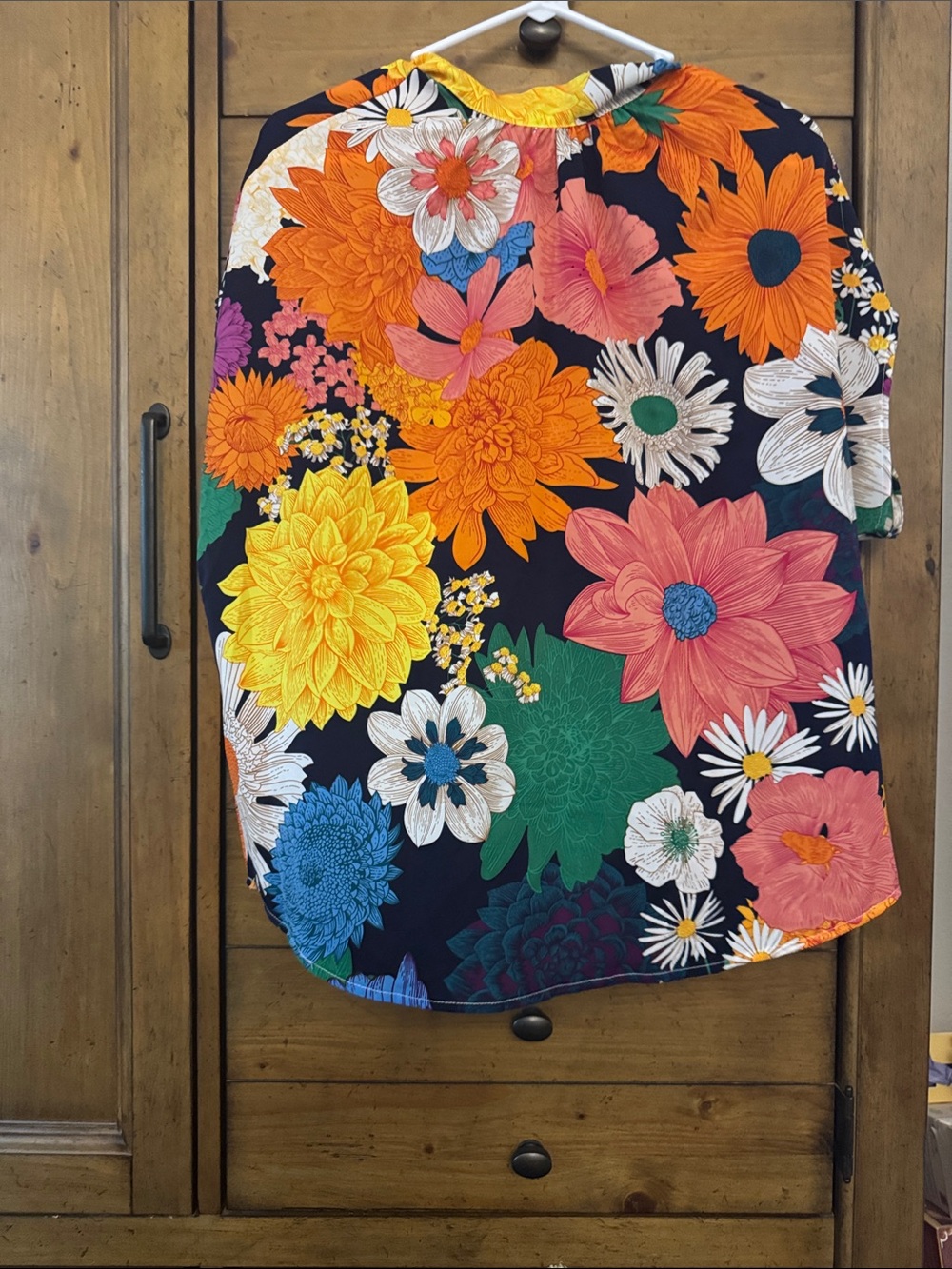 Vibrant Floral Blouse in Navy with Multicolor Blooms